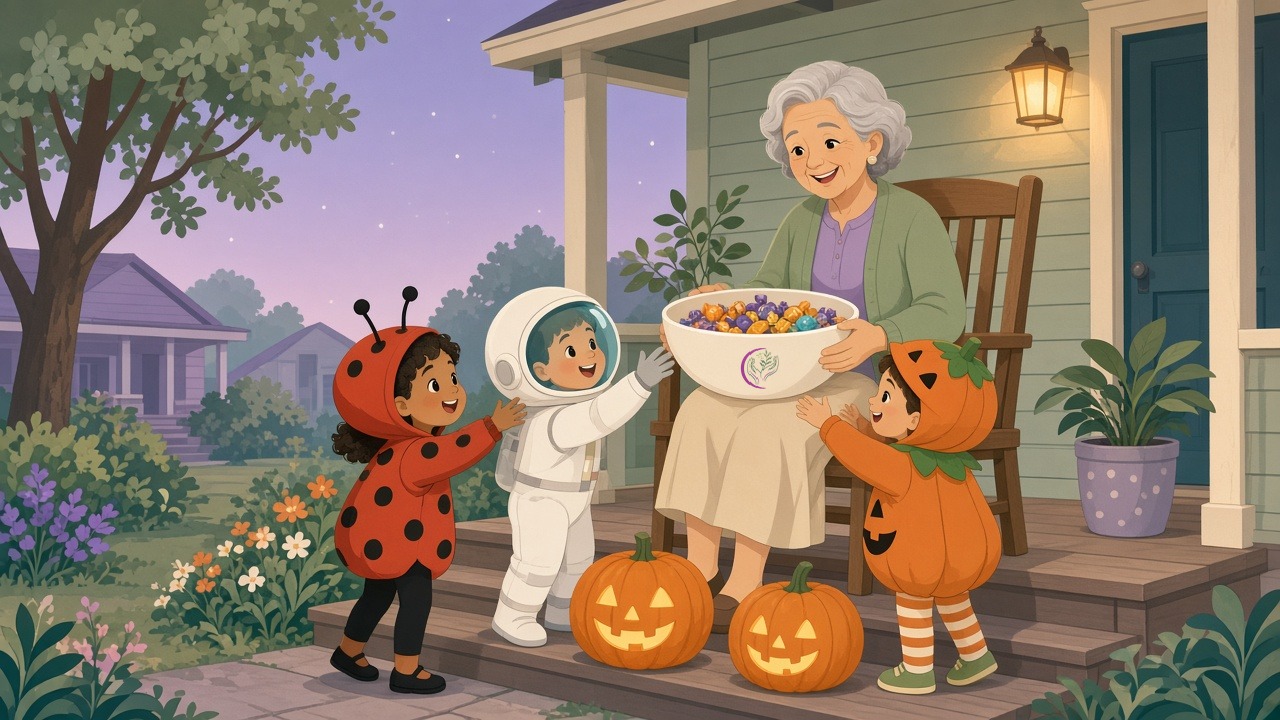 Handing out candy from your own porch, safely